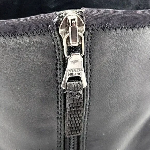 Prada Leather Boots Booties Black 5 - Picture 7 of 12